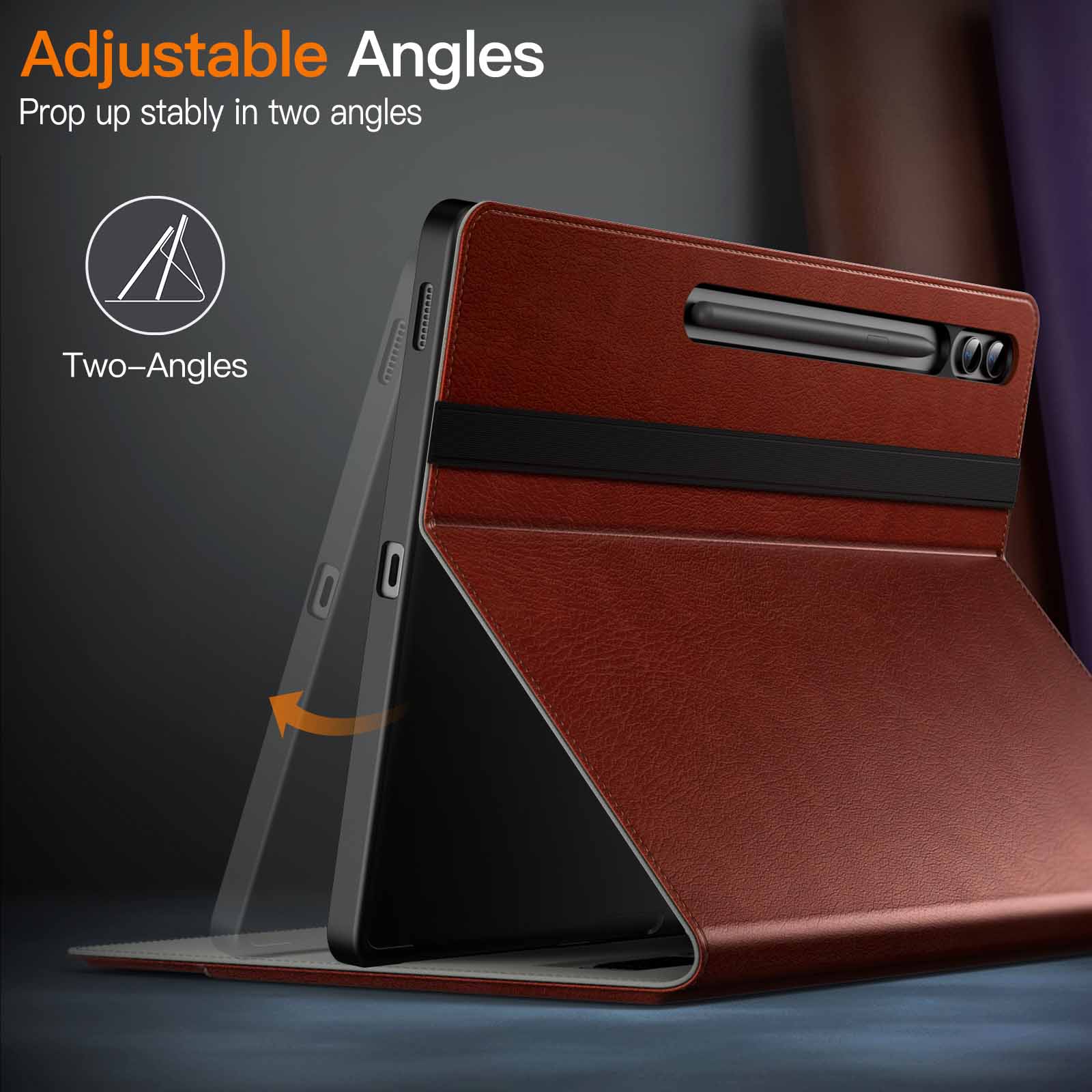 JETech Case for Samsung Galaxy Tab S9 FE / S9 FE Plus 12.4-Inch with S Pen Holder, PU Leather Business Folio Stand Protective Tablet Cover with Pocket & Straps, Multi-Angle Viewing - Image 4