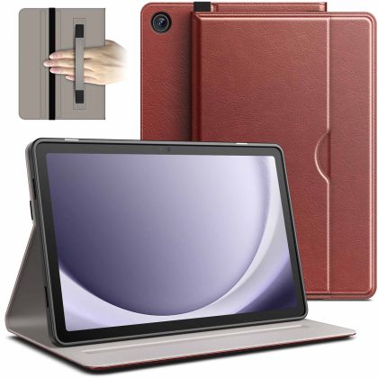 JETech Case for Samsung Galaxy Tab A9  / A9 Plus 11-Inch 2023, PU Leather Business Folio Stand Protective Tablet Cover with Pocket & Straps, Multi-Angle Viewing, Auto Wake/Sleep (Brown)
