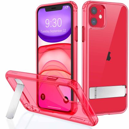 JETech Case for iPhone 11 6.1-Inch with Stand, Support Wireless Charging, Slim Shockproof Bumper Phone Cover, 3-Way Metal Kickstand