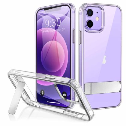 JETech Case for iPhone 12 Mini 5.4-Inch with Stand, Support Wireless Charging, Slim Shockproof Bumper Phone Cover, 3-Way Metal Kickstand