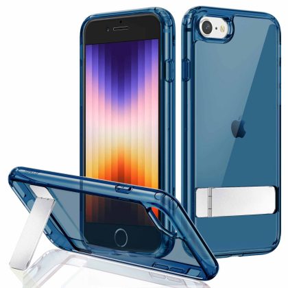 JETech Kickstand Case for iPhone SE 3/2 (2022/2020 Edition), iPhone 8/7, 4.7-Inch, Support Wireless Charging, Slim Shockproof Bumper Phone Cover, 3-Way Metal Stand