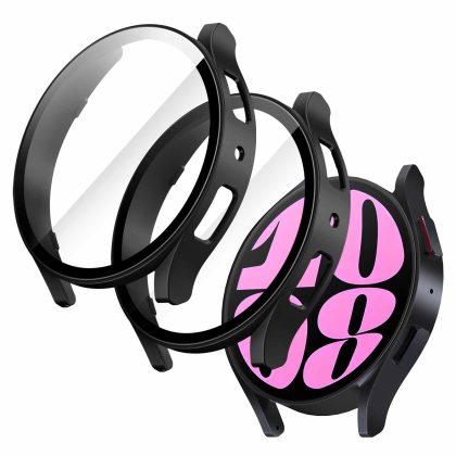 JETech Case with Screen Protector Compatible with Samsung Galaxy Watch 6 40mm, Overall Protective Cover, Built-in Tempered Glass Film High Sensitivity, 2 Pack