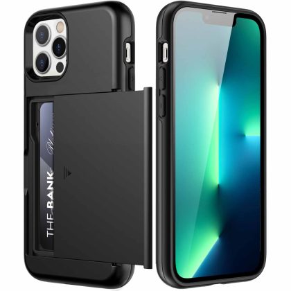 JETech Wallet Case for iPhone 13 Pro Max 6.7-Inch with Card Holder, Dual Layer Shockproof Protective Phone Cover, Sliding Hidden Slot