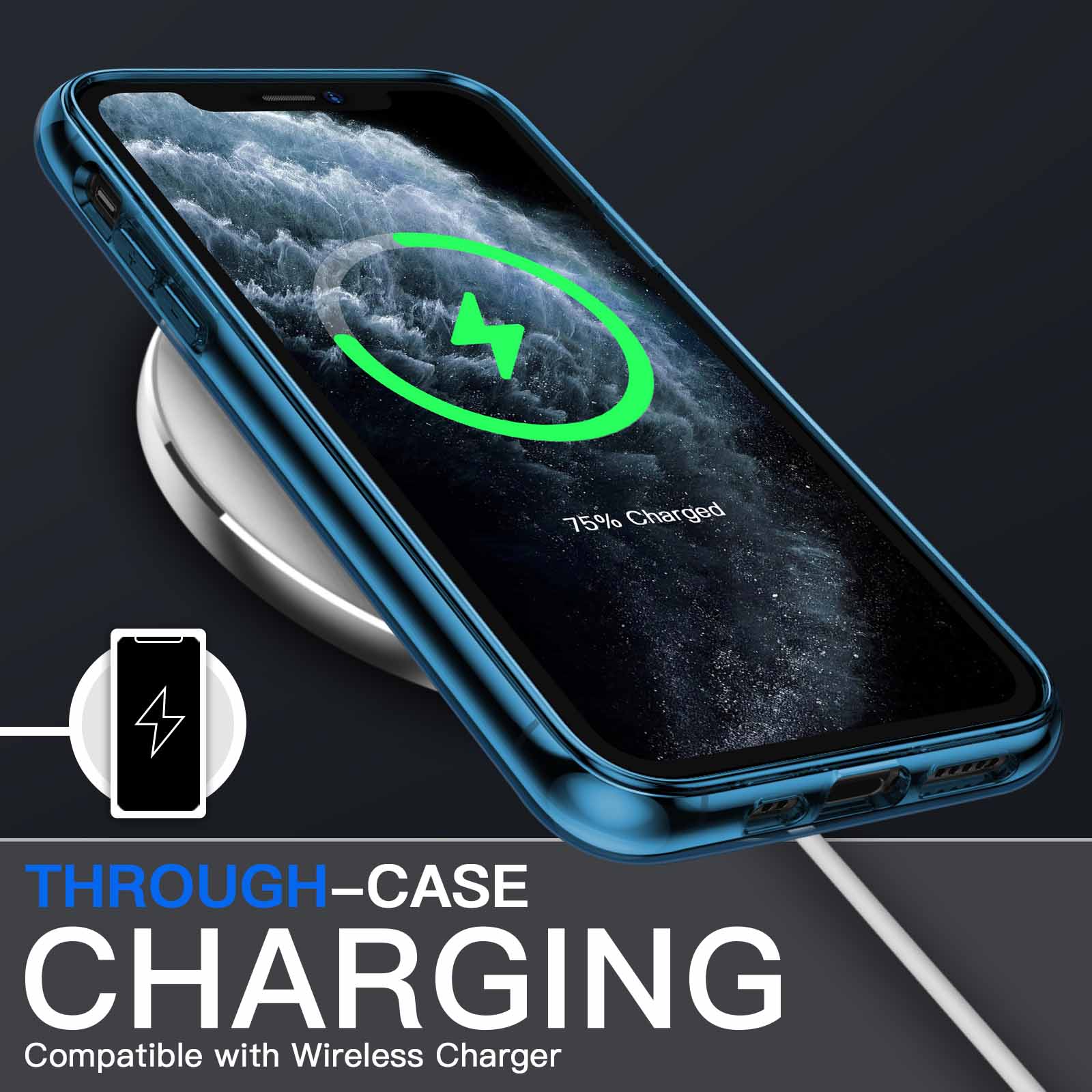 JETech 5 in 1 Case for iPhone 11 Pro Max 6.5-Inch, with 2-Pack Screen Protector Camera Lens Protector, Non-Yellowing Shockproof Bumper Phone Cover, Full Coverage Tempered Glass Film (Navy) - Image 7