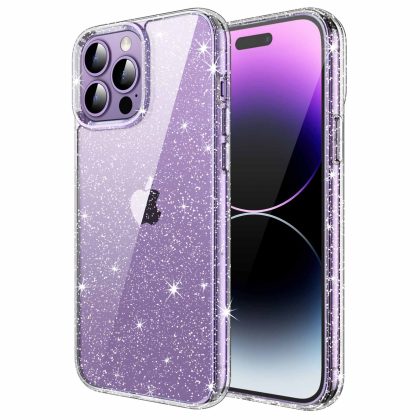 JETech Glitter Case for iPhone 14 Pro 6.1-Inch, Bling Sparkle Shockproof Phone Bumper Cover, Cute Sparkly for Women and Girls