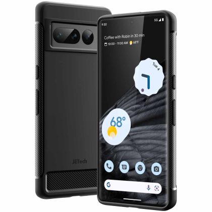 JETech Slim Fit Case for Google Pixel 7 Pro, Thin Phone Cover Matte Finish with Shock-Absorption and Carbon Fiber Design