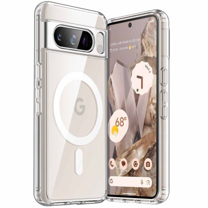JETech Magnetic Case for Google Pixel 8 Pro 6.7-Inch 2023, Compatible with MagSafe Accessories, Shockproof Protective Phone Cover, Non-Yellowing Hard Clear PC Back