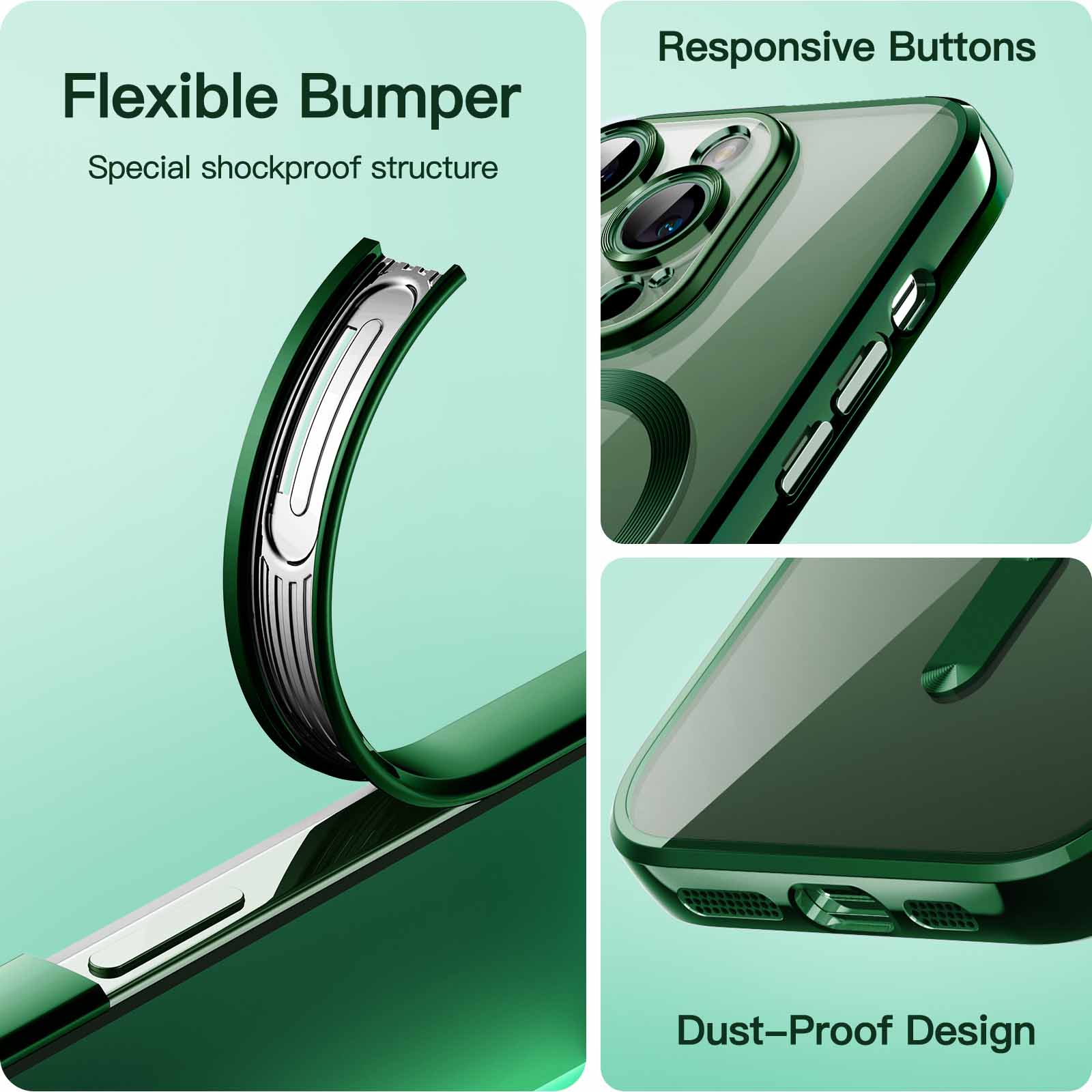 JETech Electroplated Case for iPhone 13 Pro 6.1-Inch, Camera Lens Full Protection, Compatible with MagSafe Wireless Charging, Shockproof Soft TPU Phone Cover - Image 6