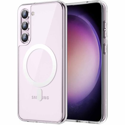 JETech Magnetic Case for Samsung Galaxy S23  / S23 Plus 6.6-Inch, Compatible with MagSafe, Shockproof Protective Phone Cover, Non-Yellowing Hard Clear PC Back