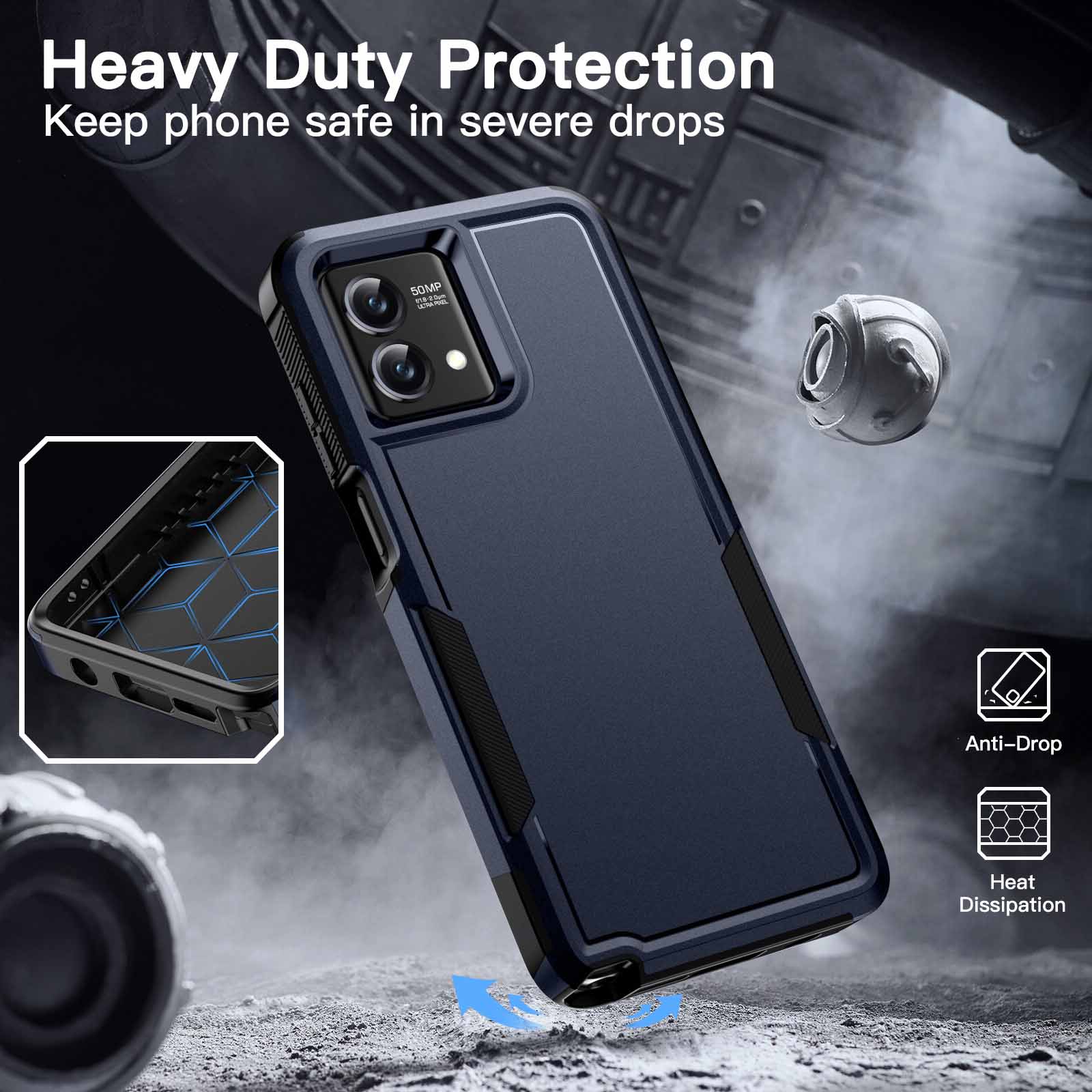 JETech Case for Motorola Moto G Stylus 2023 with 2-Pack Tempered Glass Screen Protector, Heavy Duty Rugged Protective Shockproof Dual Layer Phone Cover - Image 4