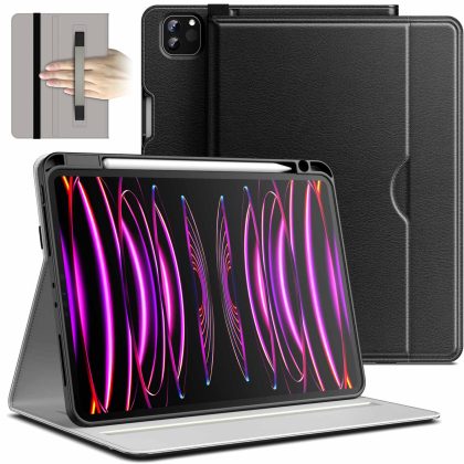 JETech Case for iPad Pro 11 4/3/2 (11-Inch, 2022/2021/2020 Model, 4th/3rd/2nd Gen.), PU Leather Business Folio Protective Tablet Cover with Pencil Holder & Pocket, Multi-Angle Viewing