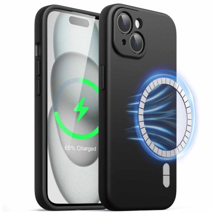 JETech Magnetic Silicone Case for iPhone 15 6.1-Inch, Compatible with MagSafe, Phone Cover with Camera Lens Full Protection