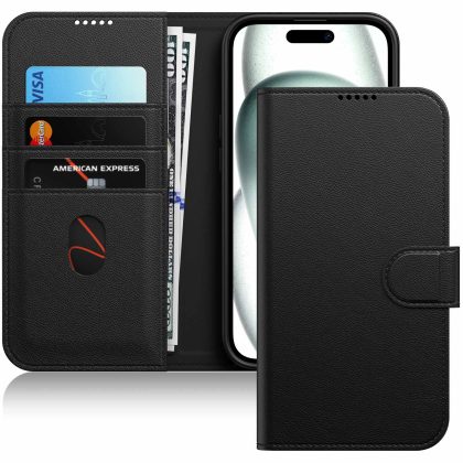 JETech Wallet Case for iPhone 15 6.1-Inch, Shockproof PU Leather Magnetic Flip Cover with Card Holder, Stand Feature and Full Camera Protection