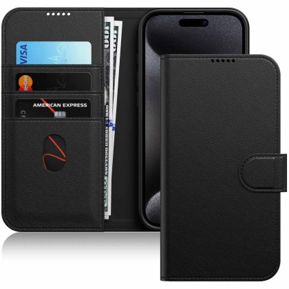 JETech Wallet Case for iPhone 15 Pro Max 6.7-Inch, Shockproof PU Leather Magnetic Flip Cover with Card Holder, Stand Feature and Full Camera Protection