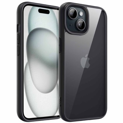 JETech Case for iPhone 15 6.1-Inch, Shockproof Phone Bumper Cover, Solid Color Matte TPU Frame, Anti-Scratch Clear Back