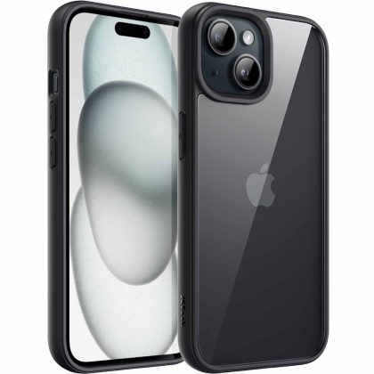 JETech Case for iPhone 15 Plus 6.7-Inch, Shockproof Phone Bumper Cover, Solid Color Matte TPU Frame, Anti-Scratch Clear Back