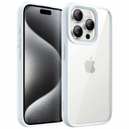 JETech Case for iPhone 15 Pro 6.1-Inch, Shockproof Phone Bumper Cover, Solid Color Matte TPU Frame, Anti-Scratch Clear Back