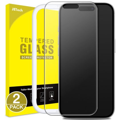 JETech Matte Screen Protector for iPhone 16 6.1-Inch, Anti-Glare 9H Tempered Glass Film, Anti-Fingerprint, Smooth Touch, Easy Installation, Case-Friendly, 2-Pack