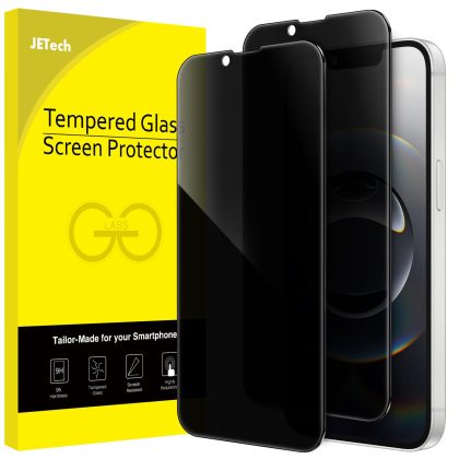 JETech Privacy Full Coverage Screen Protector for iPhone 16e 6.1-Inch 2025, Anti-Spy Tempered Glass Film, Edge to Edge Protection Case-Friendly, 2-Pack