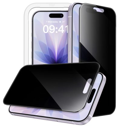 JETech 360 Degree Privacy Screen Protector for iPhone 17 6.3-Inch, 4-Way Anti-Spy Tempered Glass Film with Easy Installation Tool, 2-Pack
