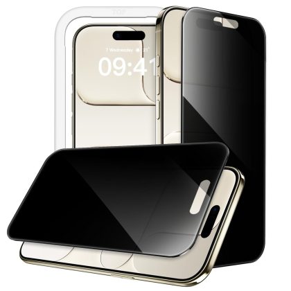 JETech 360 Degree Privacy Screen Protector for iPhone 17 Air, 4-Way Anti-Spy Tempered Glass Film with Easy Installation Tool, 6.5-Inch Display, 2-Pack