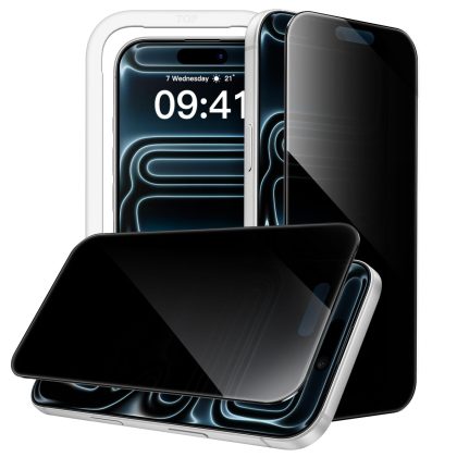 JETech 360 Degree Privacy Screen Protector for iPhone 17 Pro 6.3-Inch, 4-Way Anti-Spy Tempered Glass Film with Easy Installation Tool, 2-Pack