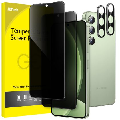 JETech Privacy Screen Protector for Samsung Galaxy S25  / S25 Plus 5G with Camera Lens Protector, Anti-Spy Tempered Glass Film, Fingerprint ID Compatible, 2-Pack Each
