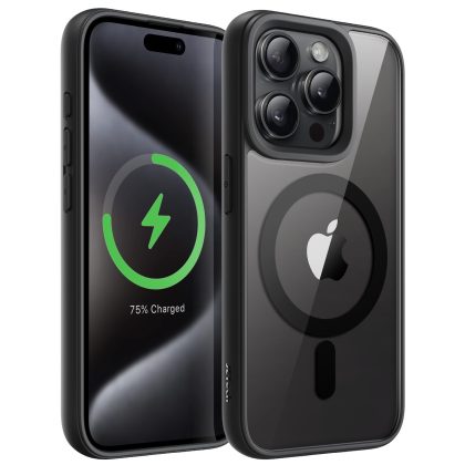 JETech Magnetic Case for iPhone 15 Pro 6.1-Inch Compatible with MagSafe, Shockproof Phone Bumper Cover, Solid Color Matte TPU Frame, Anti-Scratch Clear Back