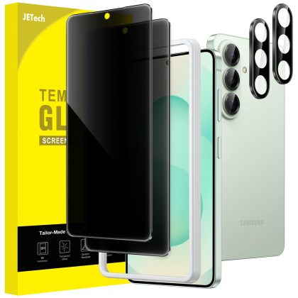 JETech Privacy Screen Protector for Samsung Galaxy S26 Plus with Camera Lens Protector, Anti-Spy Tempered Glass Film, Easy Installation Tool, Fingerprint ID Compatible, 2-Pack Each