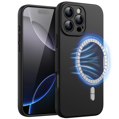 JETech Magnetic Silicone Case for iPhone 16 Pro Max 6.9-Inch, Compatible with MagSafe, Silky Soft Touch, Shock Absorbing Phone Cover with Camera Lens Full Protection