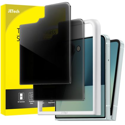 JETech Front Privacy Screen Protector for Samsung Galaxy Z Flip 7 2025, Anti-Spy Tempered Glass Film with Easy Installation Tool, Case-Friendly, 2-Pack