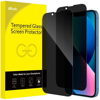 JETech Privacy Full Coverage Screen Protector for iPhone 16e 2025, iPhone 13/13 Pro 6.1-Inch, Anti-Spy Tempered Glass Film, Edge to Edge Protection Case-Friendly, 2-Pack