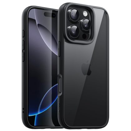 JETech Case for iPhone 16 Pro 6.3-Inch, Shockproof Phone Bumper Cover, Solid Color Matte TPU Frame, Anti-Scratch Clear Back