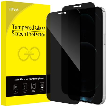 JETech Privacy Full Coverage Screen Protector for iPhone 12 Pro Max 6.7-Inch, Anti-Spy Tempered Glass Film, Edge to Edge Protection Case-Friendly, 2-Pack