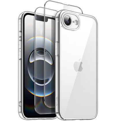 JETech 3 in 1 Case for iPhone 16e 6.1-Inch 2025 with 2 Pack Tempered Glass Screen Protectors, Non-Yellowing Shockproof Bumper Phone Cover