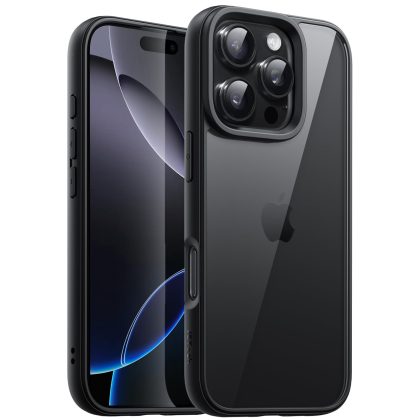 JETech Case for iPhone 16 Pro Max 6.9-Inch, Shockproof Phone Bumper Cover, Solid Color Matte TPU Frame, Anti-Scratch Clear Back