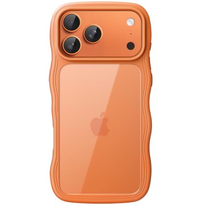 JETech Wavy Case for iPhone 17 Pro Max 6.9-Inch, Cute Wave Frame Curly Shape Shockproof Phone Cover for Women and Girls, Clear Hard PC Back