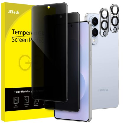 JETech Privacy Screen Protector for Samsung Galaxy S25 Edge with Camera Lens Protector, Anti-Spy Tempered Glass Film, Fingerprint ID Compatible, 2-Pack Each