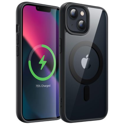 JETech Magnetic Case for iPhone 13 6.1-Inch Compatible with MagSafe, Shockproof Phone Bumper Cover, Solid Color Matte TPU Frame, Anti-Scratch Clear Back