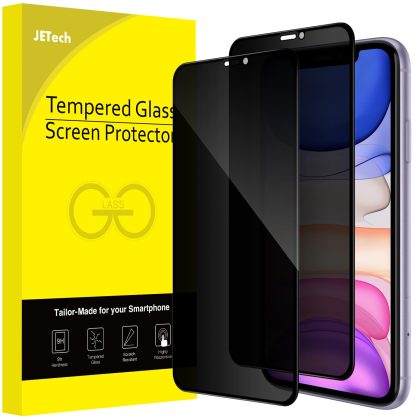 JETech Privacy Full Coverage Screen Protector for iPhone 11/XR 6.1-Inch, Anti-Spy Tempered Glass Film, Edge to Edge Protection Case-Friendly, 2-Pack