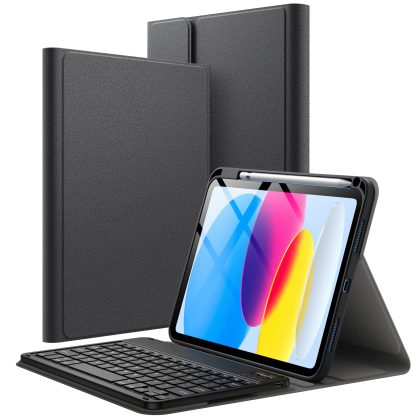 JETech Keyboard Case for iPad (A16) 11th/10th Generation (2025/2022) with Pencil Holder, Magnetic Detachable Bluetooth Wireless Keyboard, Soft TPU Back Stand Cover