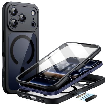 JETech Case for iPhone 17 Pro Max 6.9-Inch with Built-in Tempered Glass Screen Protector and Camera Control Button, Compatible with MagSafe, 360 Degree Full Body Cover