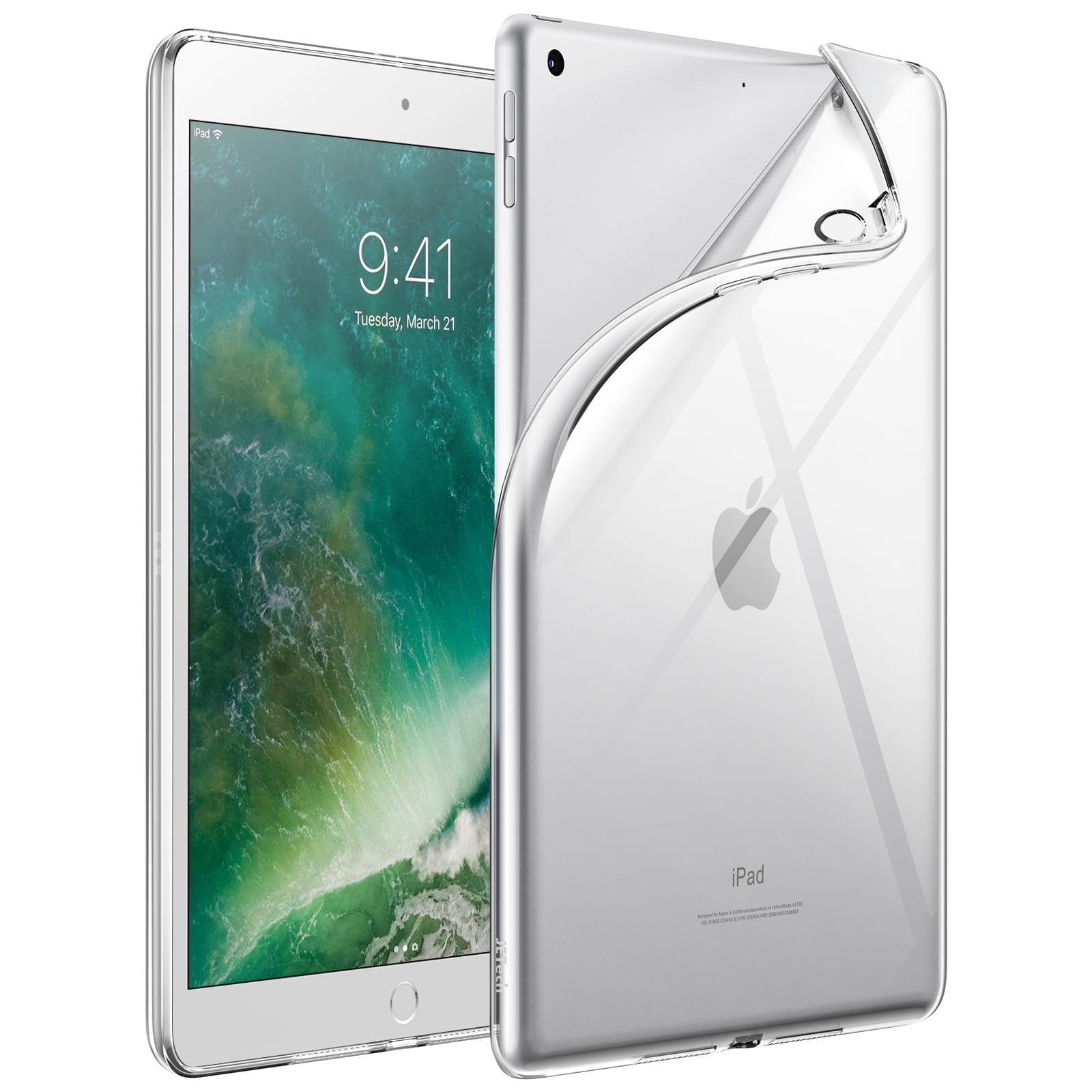 JETech Case for iPad 9.7-Inch (6th/5th Generation, 2018/2017), Soft TPU Transparent Slim Shockproof Tablet Cover (Clear)