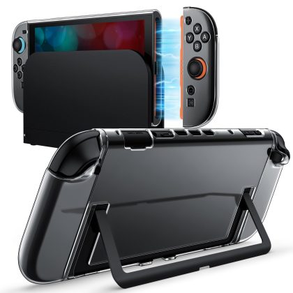 JETech Clear Dockable Case for Nintendo Switch 2 (2025) 7.9 Inch, Soft TPU Grip Cover for Joy-Con Detachable, Slim Carrying Protective PC Back Shell, Anti-Scratch