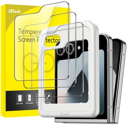 JETech Front Screen Protector for Galaxy Z Flip 7 FE 2025 / Z Flip 6 2024, Tempered Glass Film with Easy Installation Tool, Case-Friendly, HD Clear, 3-Pack