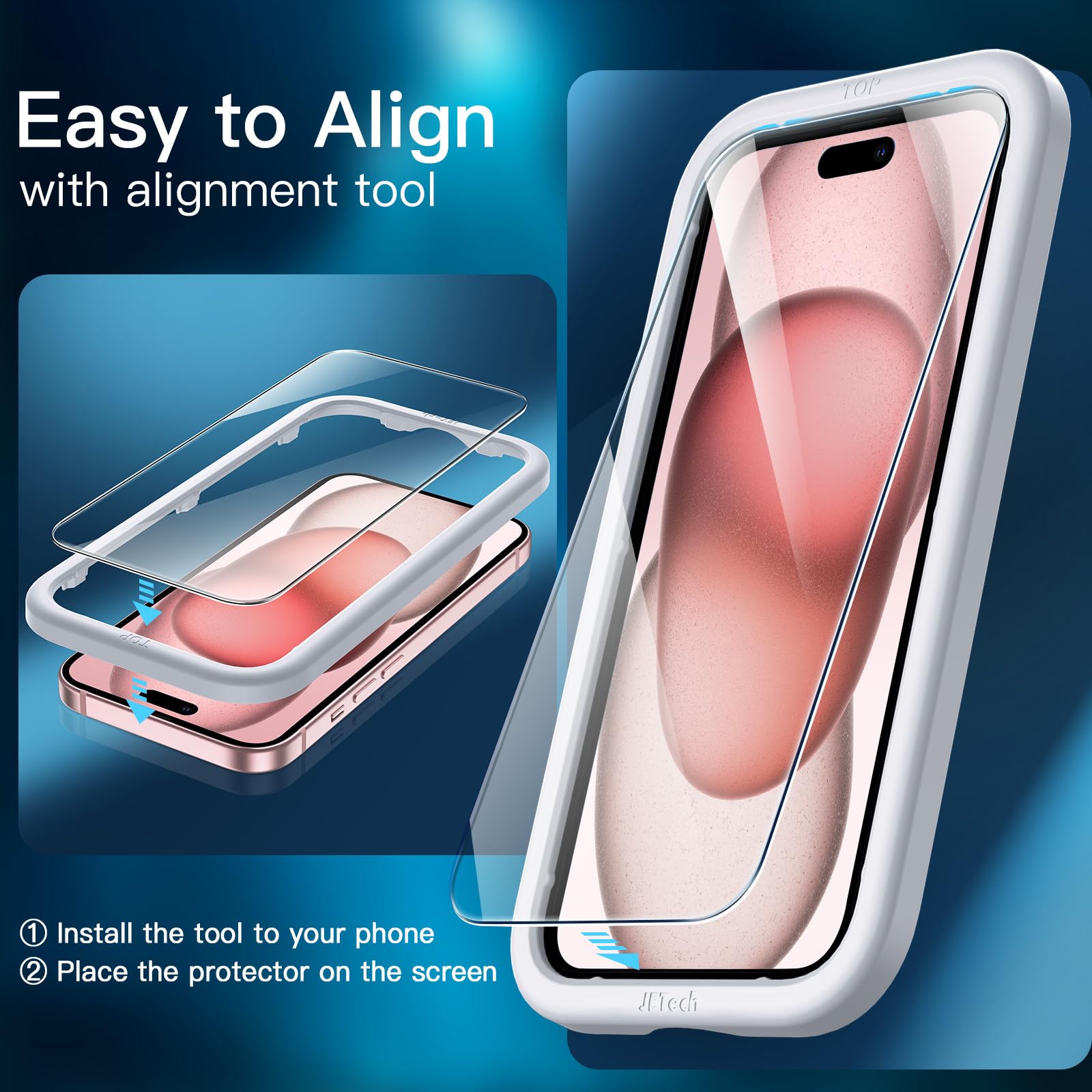 JETech 3 in 1 Magnetic Case for iPhone 15 Plus 6.7-Inch with 2-Pack Tempered Glass Screen Protector, Compatible with MagSafe, Translucent Matte Back Shockproof Phone Cover (Pink) - Image 7