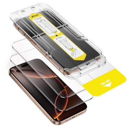JETech Screen Protector for iPhone 16 Pro Max 6.9-Inch, 10-Second Super Easy Installation with One-Step Alignment Tray, Bubble-Free Tempered Glass Film, Case-Friendly, HD Clear, 2-Pack
