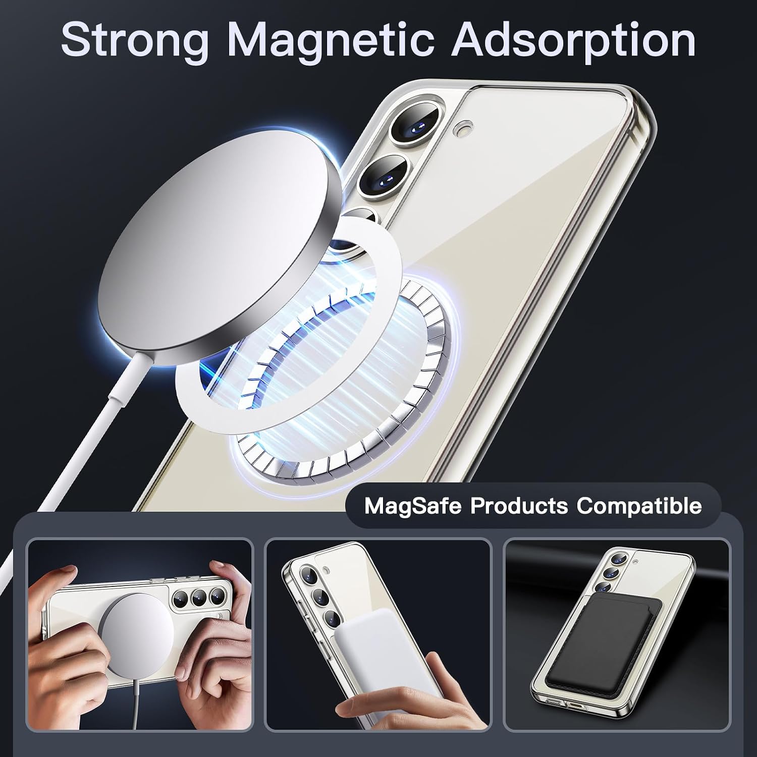 JETech Magnetic Case for Samsung Galaxy S23 6.1-Inch, Compatible with MagSafe, Shockproof Protective Phone Cover, Non-Yellowing Hard Clear PC Back - Image 7