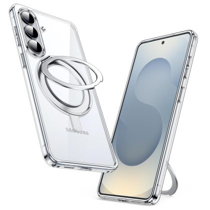 JETech 360 Degree Rotatable Ring Case for Samsung Galaxy S26, Compatible with MagSafe, Clear Shockproof Phone Cover with Stand & Ring Holder