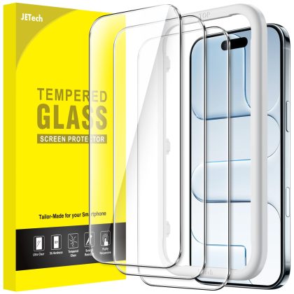 JETech Screen Protector for iPhone 17 Air, Tempered Glass Film with Easy Installation Tool, 9H Hardness, Case-Friendly, 6.5-Inch Display, 3-Pack